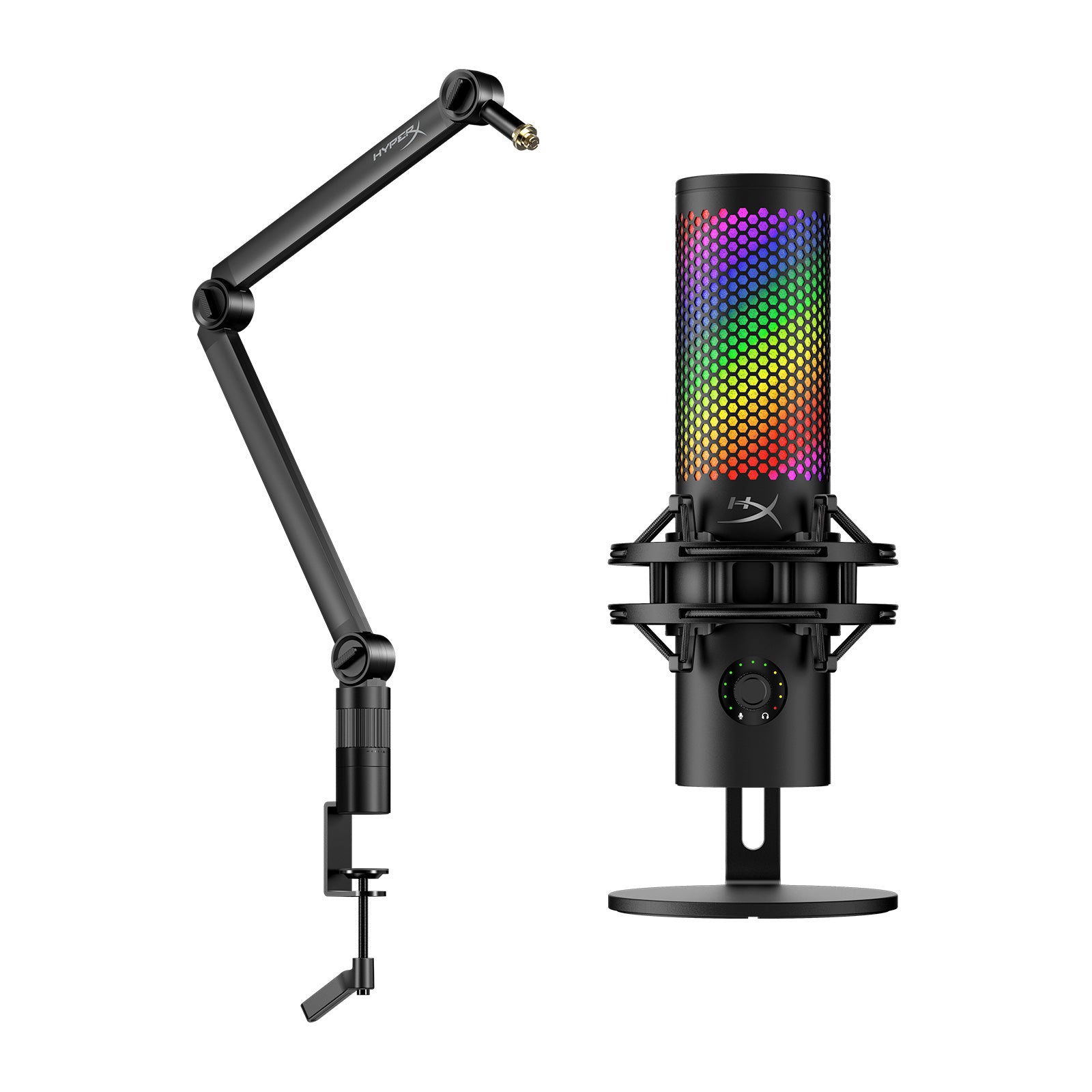 QuadCast S RGB Microphone and Caster Mic Arm Bundle
