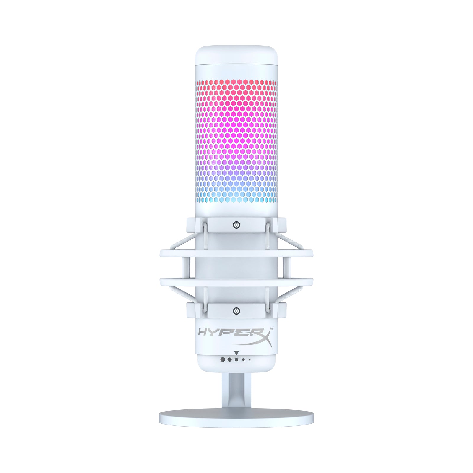 HyperX QuadCast S - USB Microphone - RGB Lighting - White-Grey