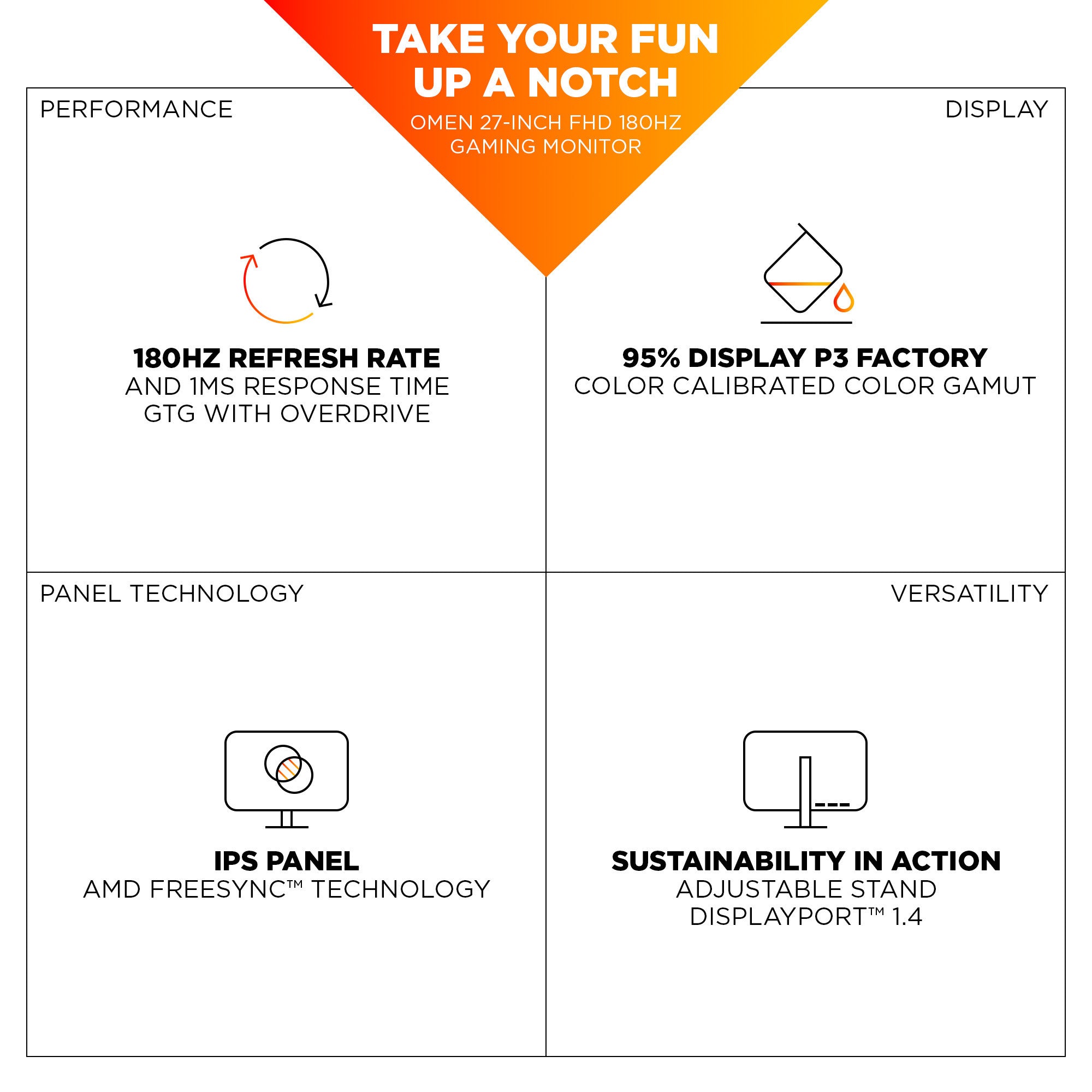 OMEN 27 inch FHD 180Hz Gaming Monitor - OMEN 27 G2 - 08
