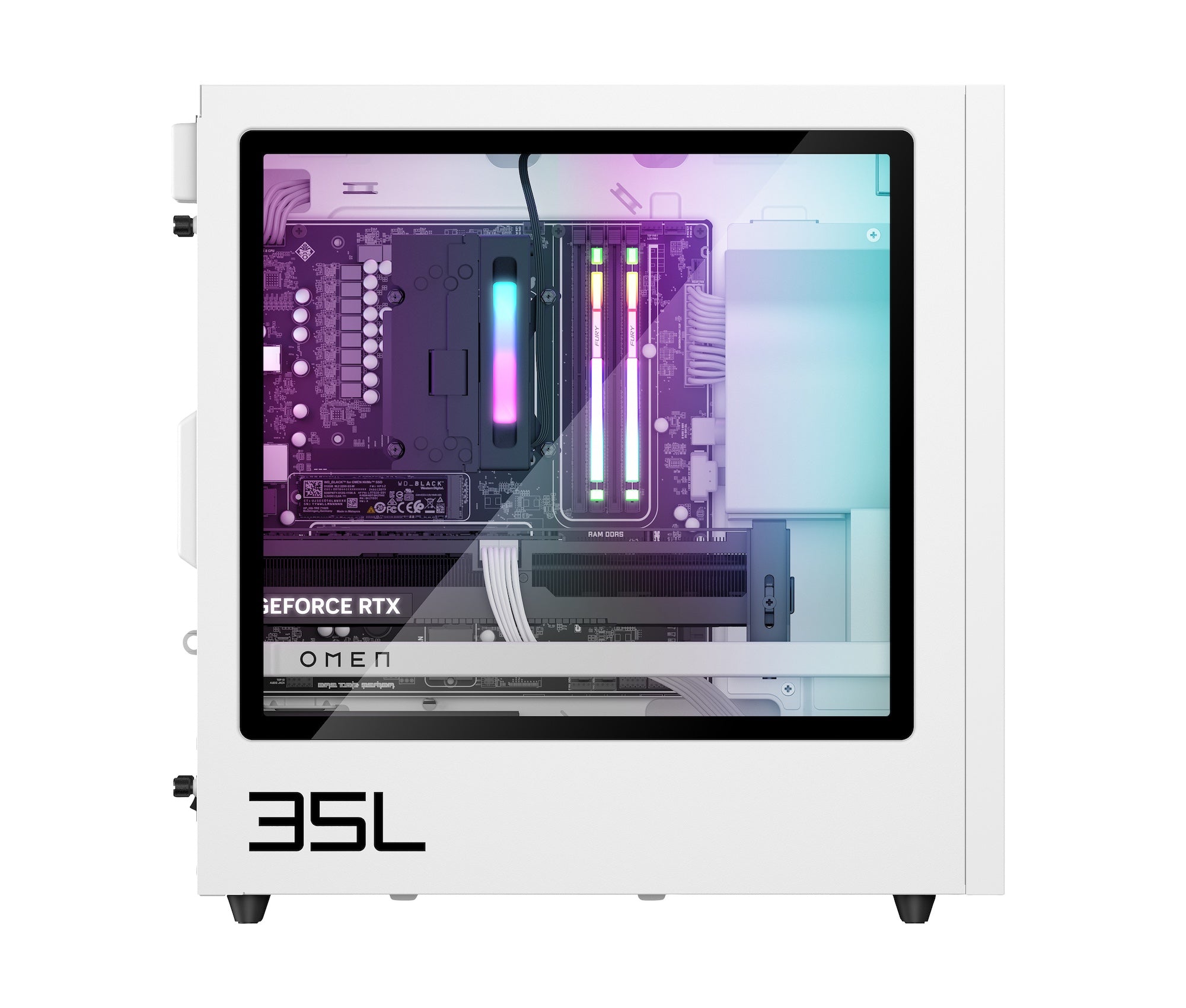OMEN 35L Gaming Desktop GT16-0077m PC, Windows 11 Home, AMD Ryzen™ 5, 32GB RAM, 512GB SSD, NVIDIA® GeForce RTX™ 4070 SUPER, Ceramic white