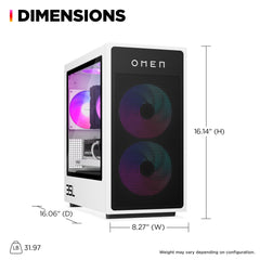 OMEN 35L Gaming Desktop GT16-0077m PC, Windows 11 Home, AMD Ryzen™ 5, 32GB RAM, 512GB SSD, NVIDIA® GeForce RTX™ 4070 SUPER, Ceramic white