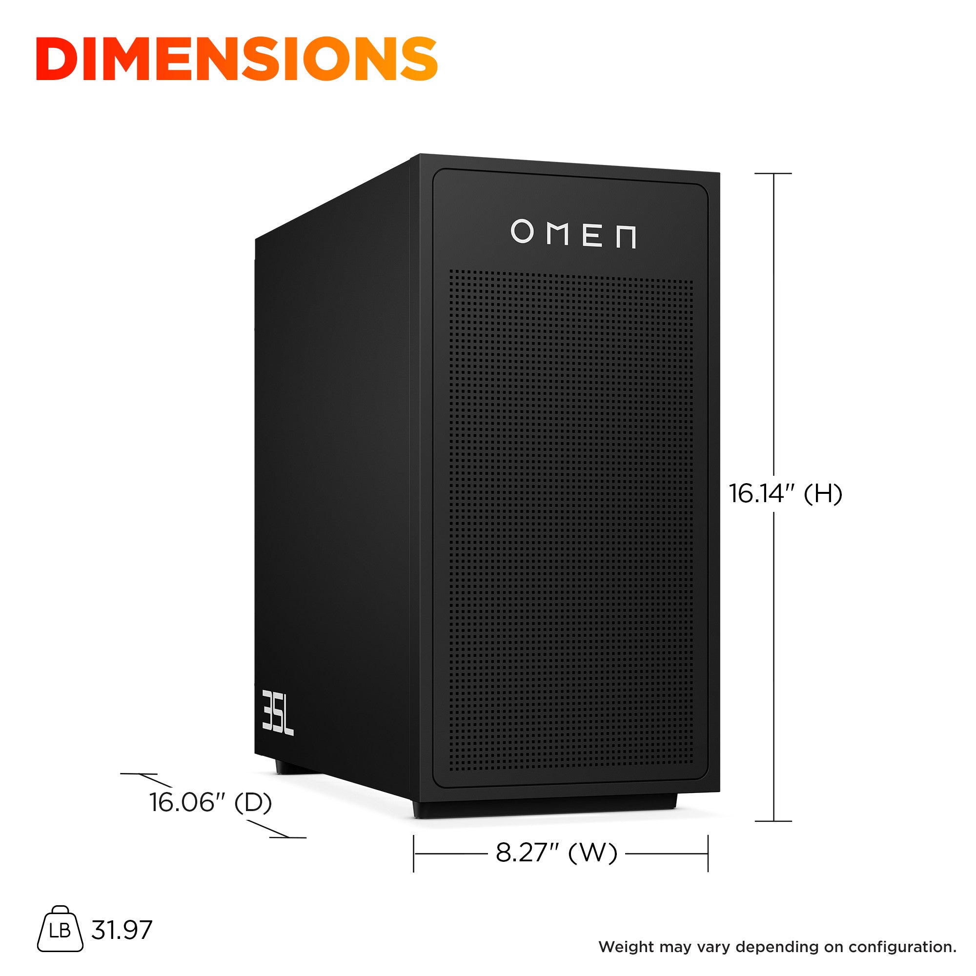 OMEN 35L Gaming Desktop GT17-0050m PC, Windows 11 Home, AMD Ryzen™ 7, 32GB RAM, 1TB SSD, NVIDIA® GeForce RTX™ 5070 Ti, Stealth Black
