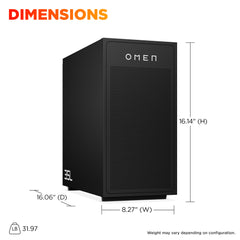 OMEN 35L Gaming Desktop GT17-0050m PC, Windows 11 Home, AMD Ryzen™ 7, 32GB RAM, 1TB SSD, NVIDIA® GeForce RTX™ 5070 Ti, Stealth Black