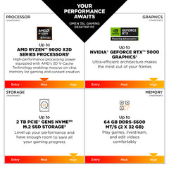 OMEN 35L Gaming Desktop GT17-0050m PC, Windows 11 Home, AMD Ryzen™ 7, 32GB RAM, 1TB SSD, NVIDIA® GeForce RTX™ 5070 Ti, Stealth Black