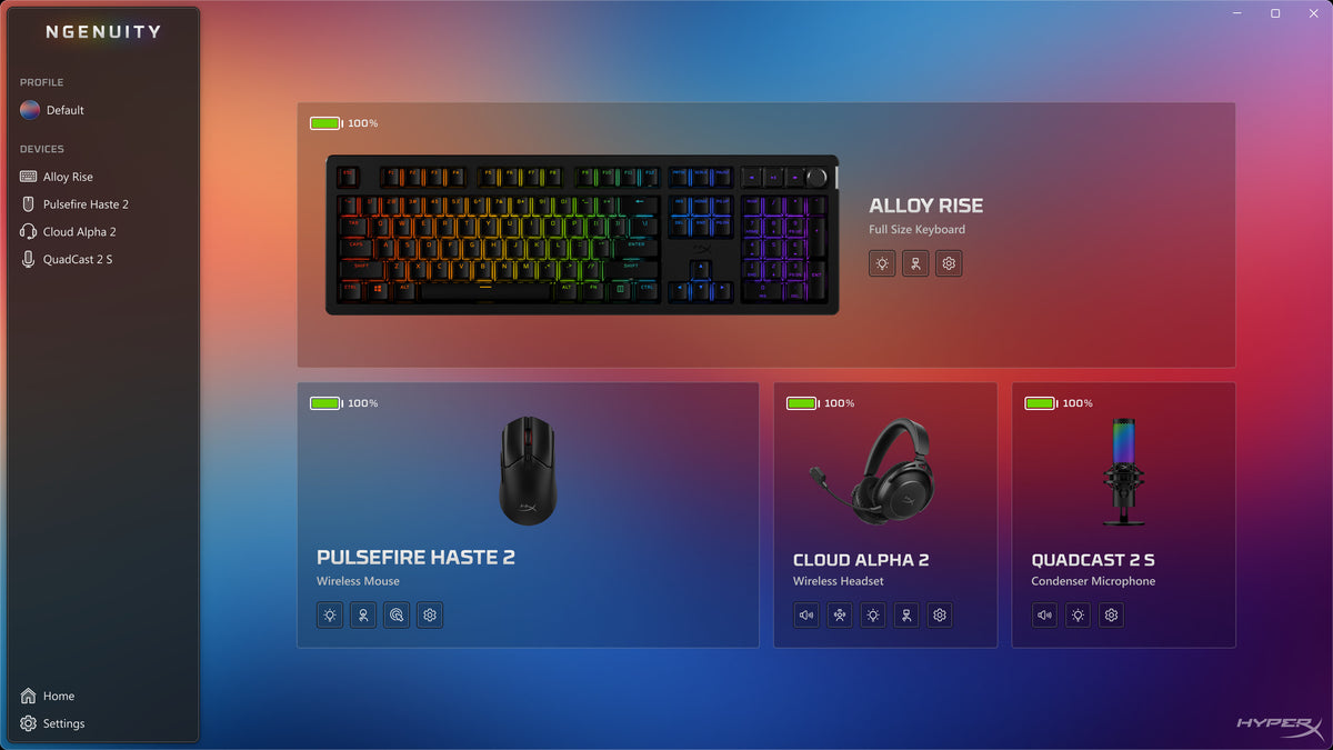 Layout of the Ngenuity Software interface, displaying different devices connected