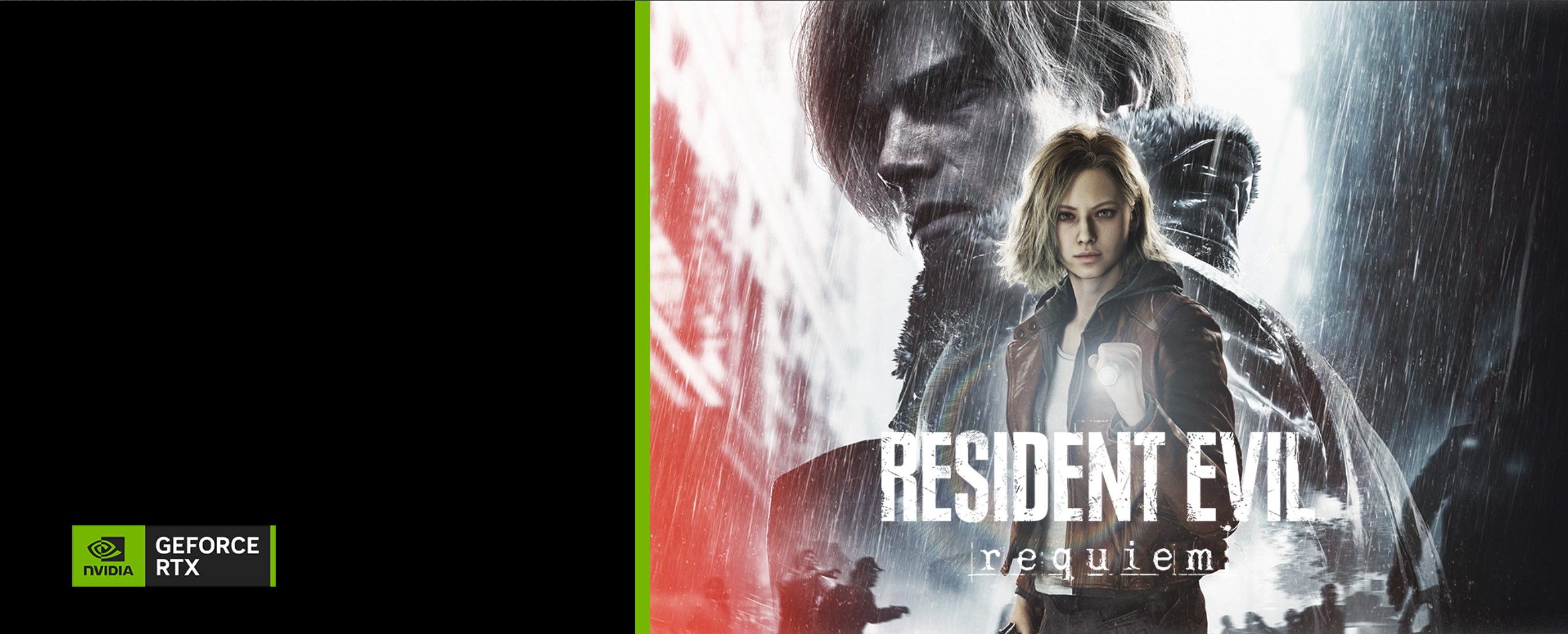 Promotional poster for 'Resident Evil: Degeneration' with characters and NVIDIA GeForce RTX logo.