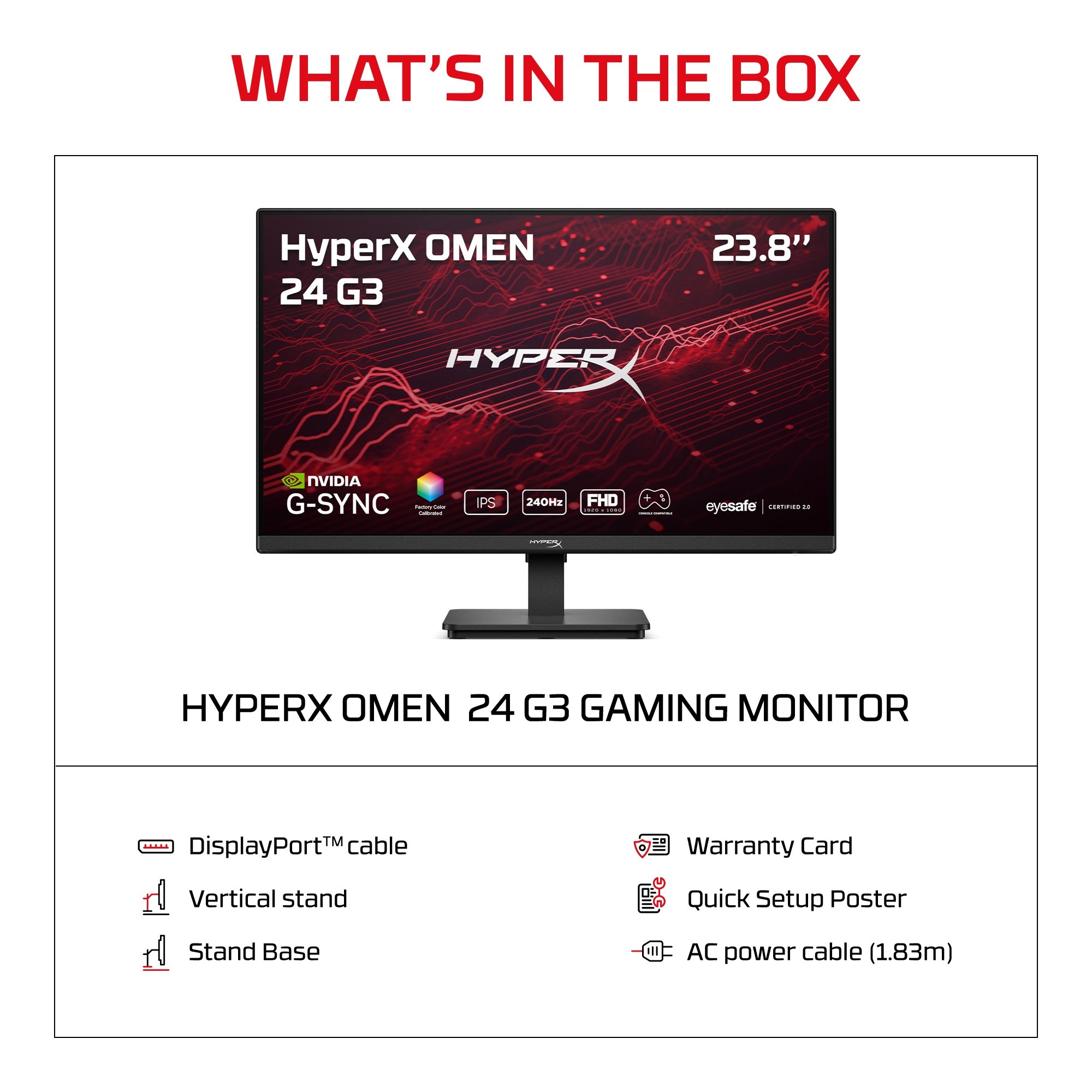 HyperX OMEN 23.8 inch FHD 240Hz Gaming Monitor - OMEN 24 G3 - 11