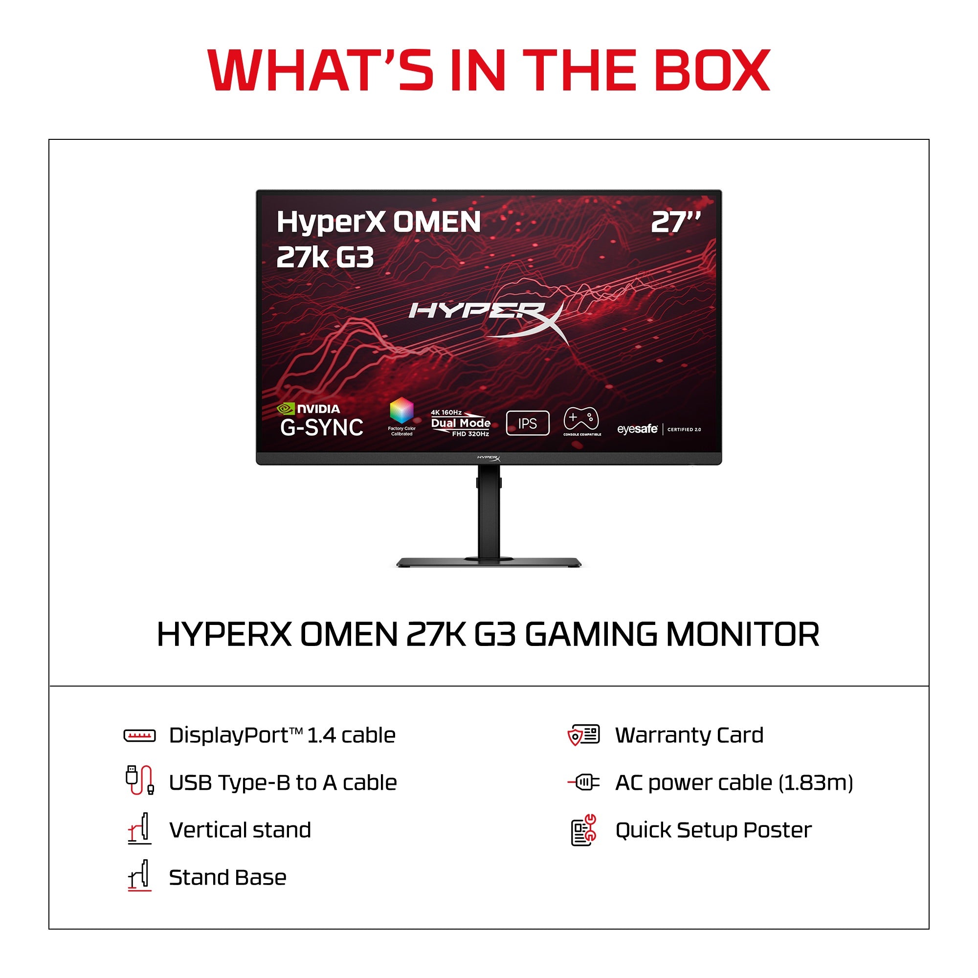 HyperX OMEN 27 inch UHD/FHD 160Hz/320Hz Dual Mode Gaming Monitor - OMEN 27k  G3 - 11