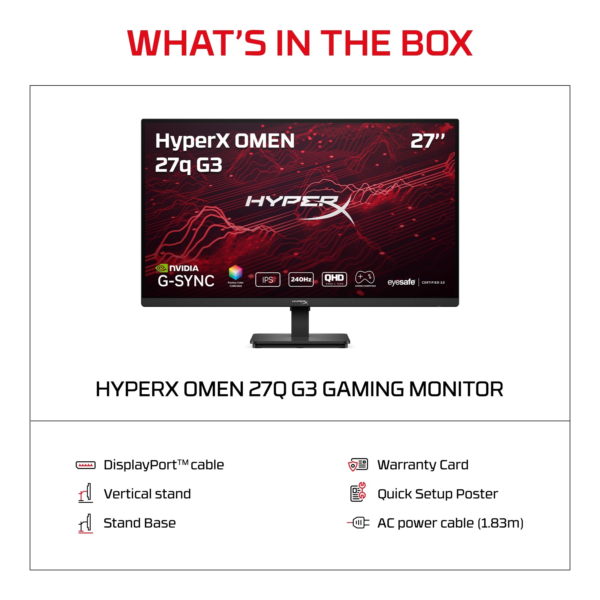 HyperX OMEN 27 inch QHD 240Hz Gaming Monitor - OMEN 27q  G3 - 11