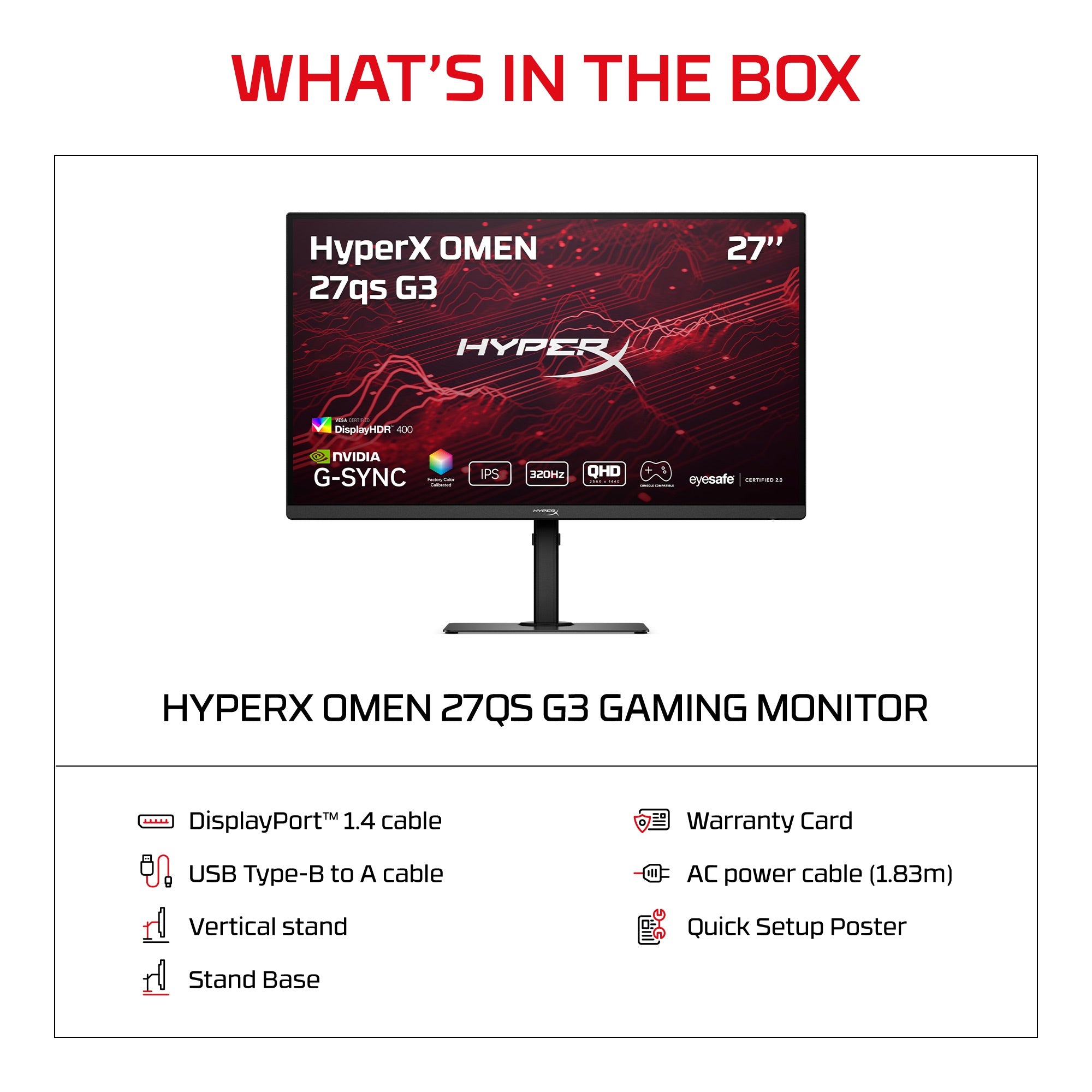 HyperX OMEN 27 inch QHD 320Hz Gaming Monitor - OMEN 27qs  G3 - 11