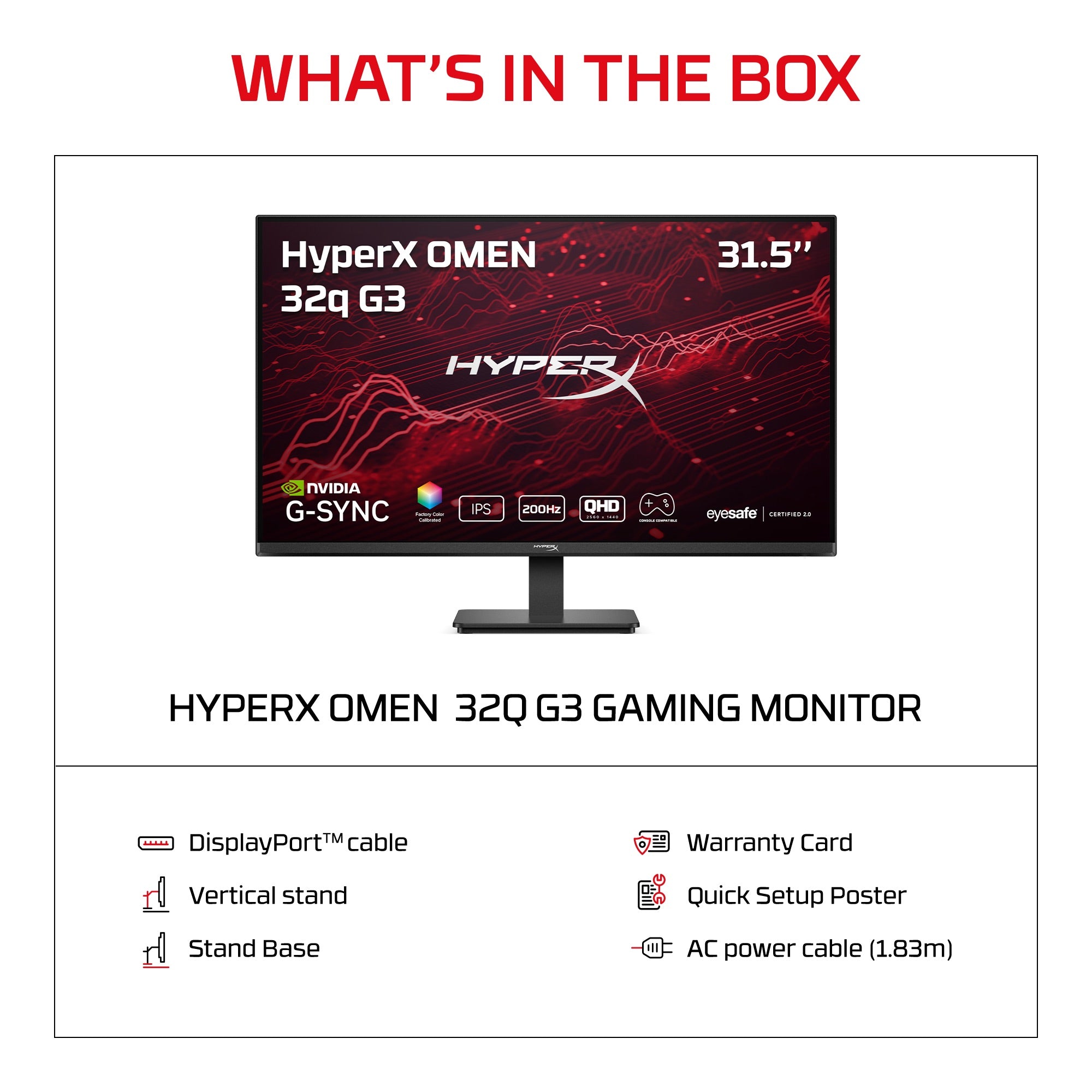 HyperX OMEN 31.5 inch QHD 200Hz Gaming Monitor - OMEN 32q  G3 - 11