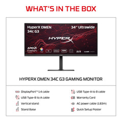 HyperX OMEN 34 inch WQHD 200Hz Curved Gaming Monitor - OMEN 34c  G3 - 12