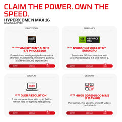 HyperX OMEN MAX 16 inch Gaming Laptop PC 16-ah1731nr - 09