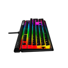 HyperX Alloy Elite 2 Gaming Mechanical Keyboard showing close up of right side view of RGB lighting