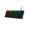 HyperX Alloy Origins Core gaming keyboard  facing angled right displaying RGB lighting effects