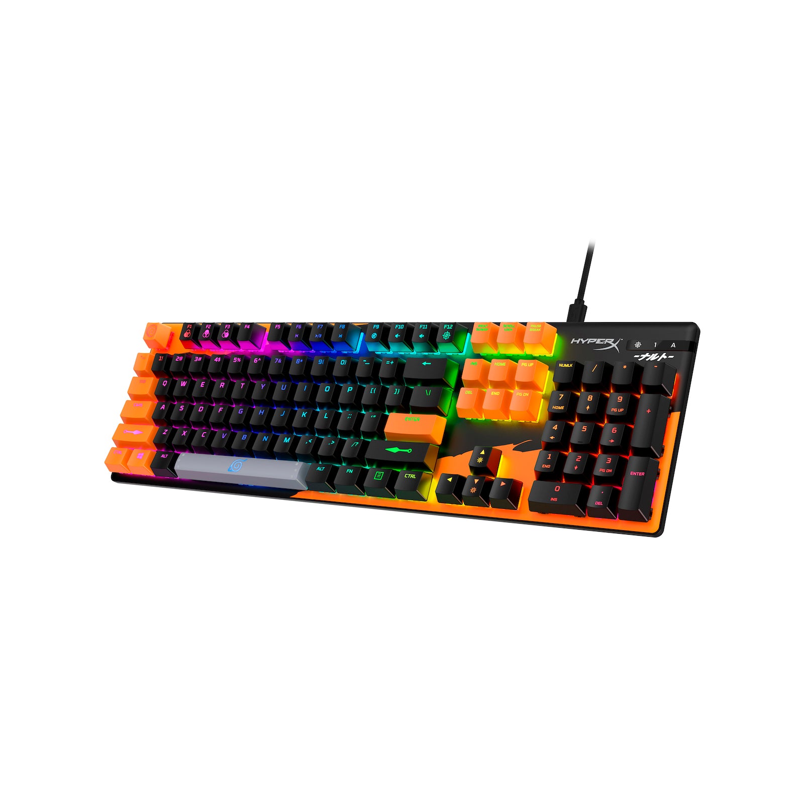 HyperX Alloy Mechanical Gaming Keyboard Naruto edition front right angled view 