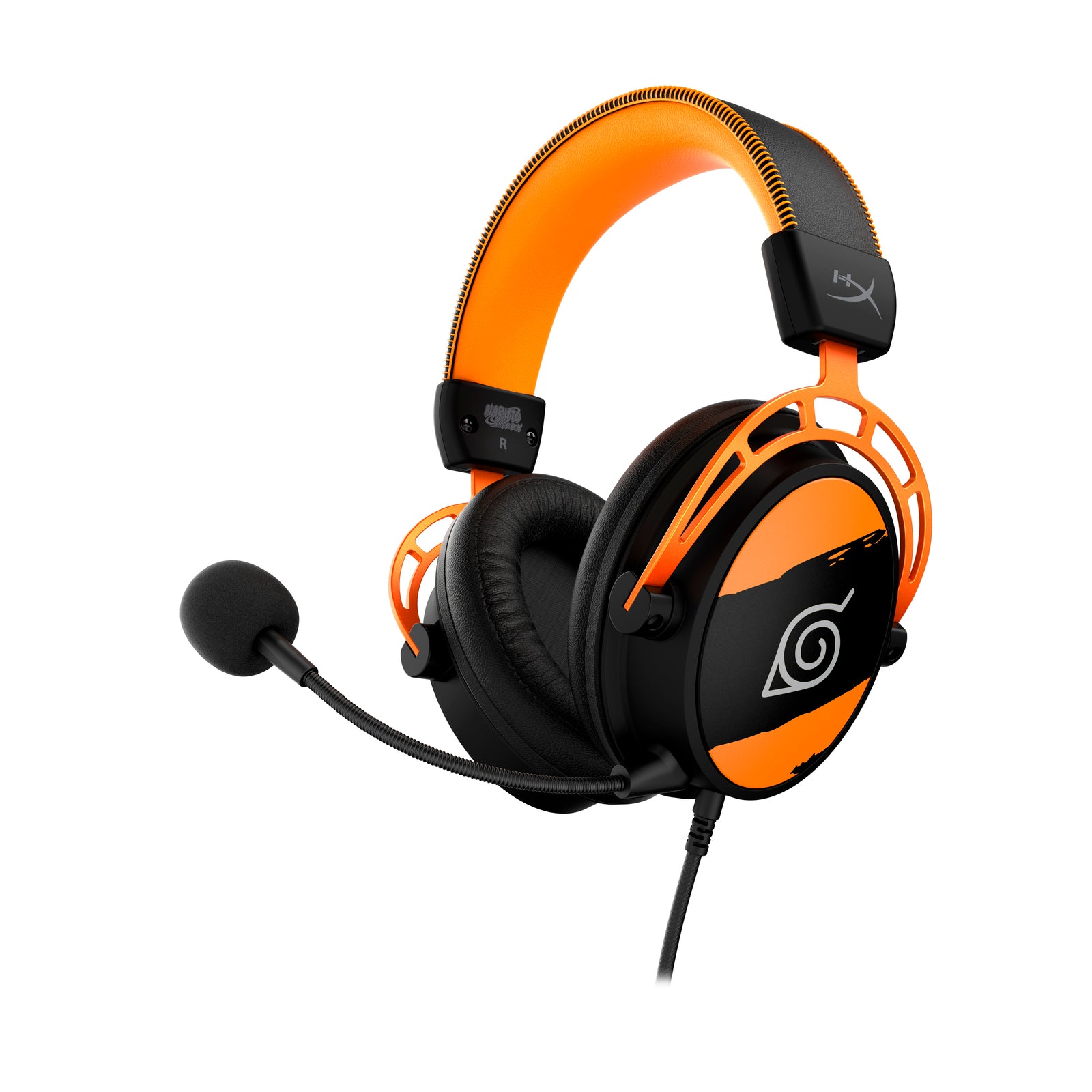 HyperX Cloud Alpha Naruto edition gaming headset front angled left facing view 
