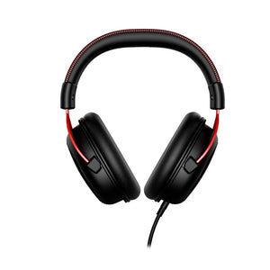 Front side view of HyperX Cloud II red gaming headset