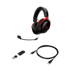 HyperX Cloud III S Wireless - Gaming Headset (Black-Red) - 09