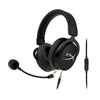 HyperX Cloud MIX Bluethooth Wireless gaming headset displaying the front left hand side featuring detachable microphone, in-line audio controls and PC extension cable