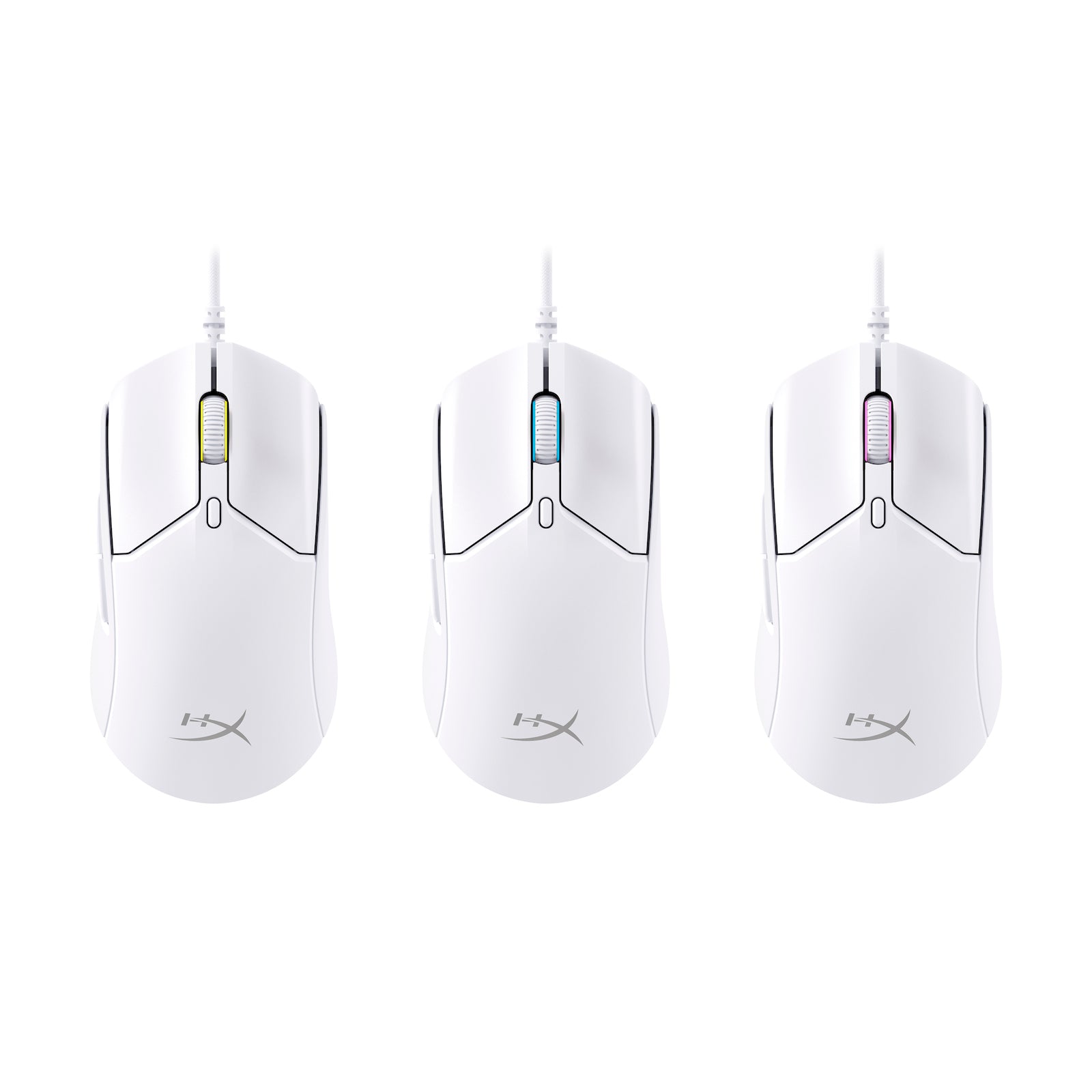 HyperX Pulsefire Haste 2 White Gaming Mouse Highlighting RGB Functions