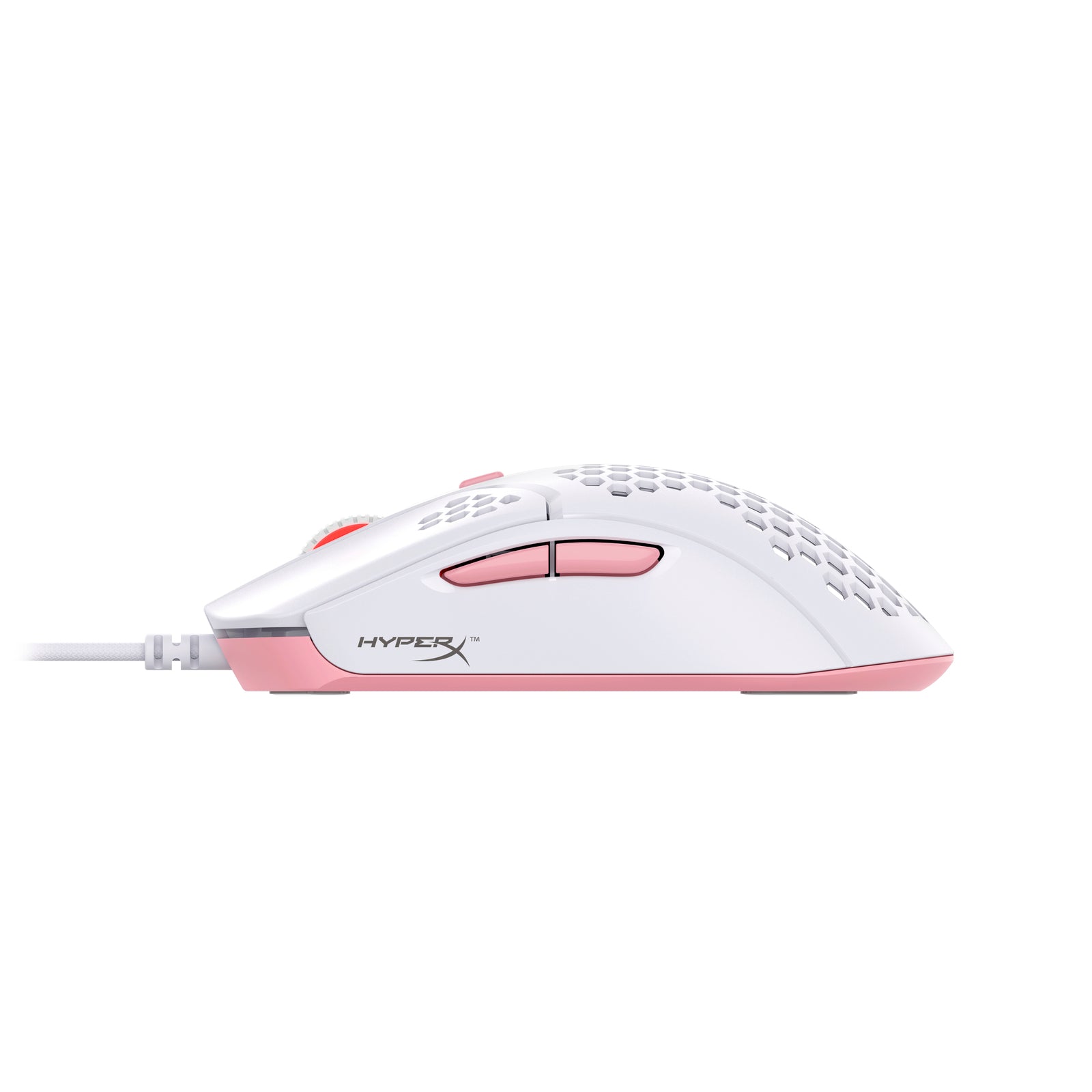 HyperX Pulsefire Haste White-Pink Gaming Mouse Side View