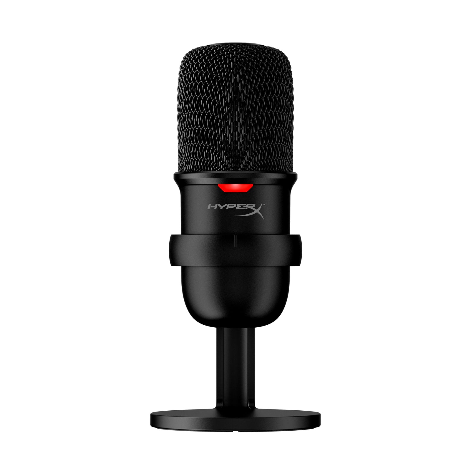 HyperX SoloCast Microphone Black showing the front side view featuring Cardioid polar pattern