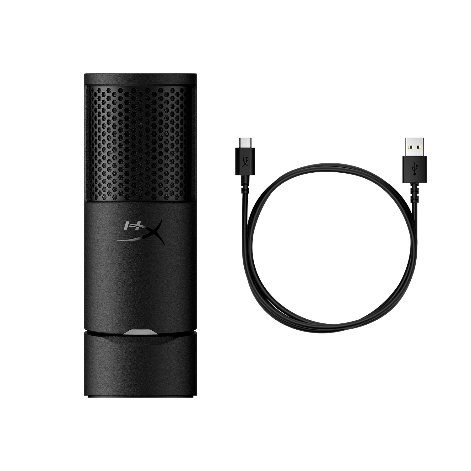 Black SoloCast 2 microphone with cable on a white background