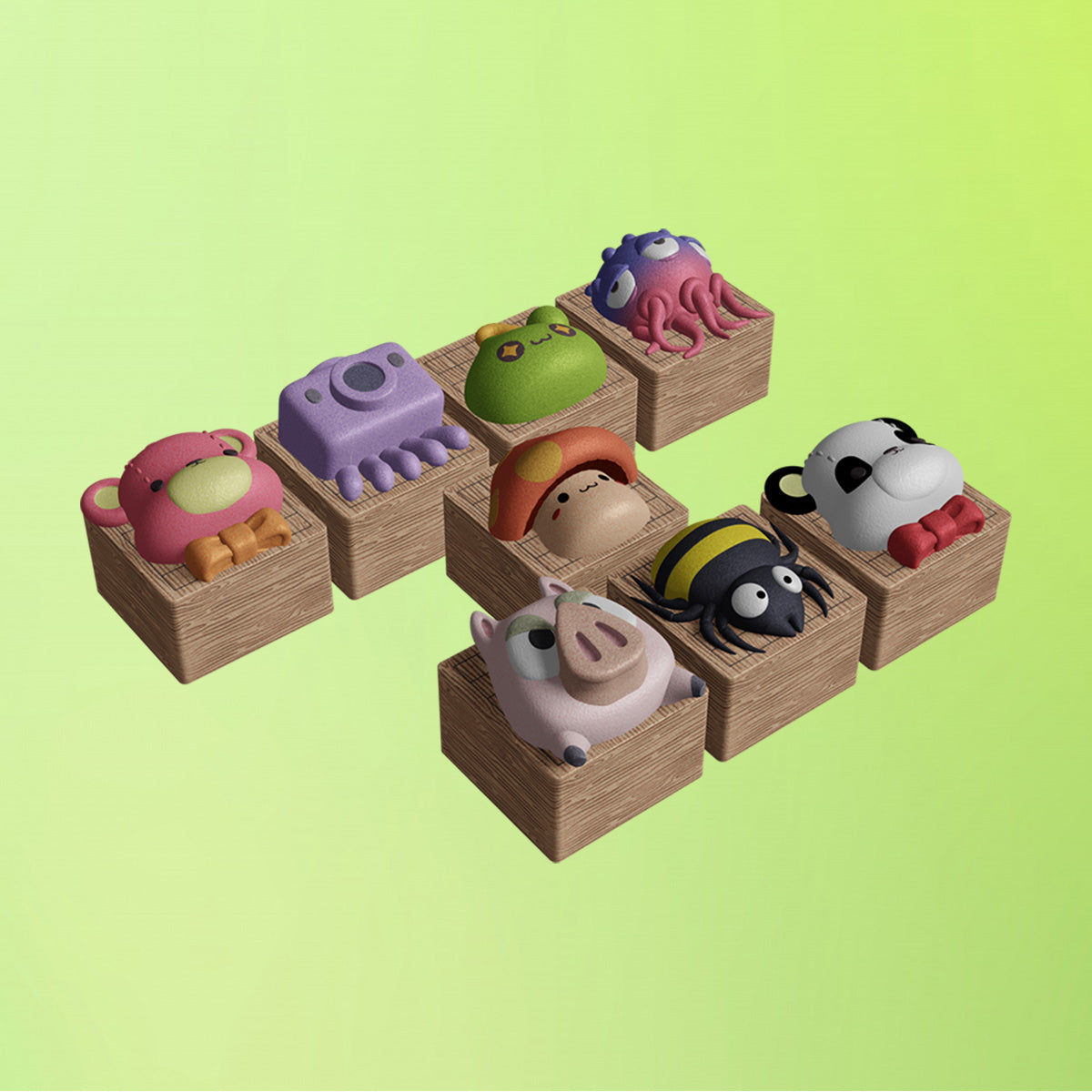 8 keycaps in a row 
