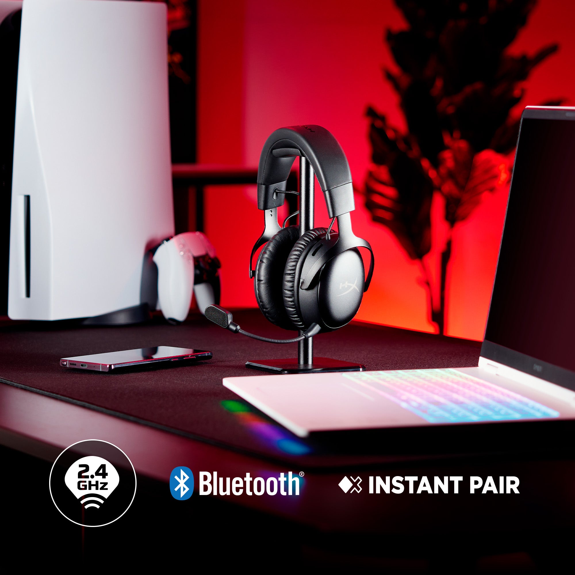 Connect via 2.4GHz, Bluetooth, or Instant Pair
