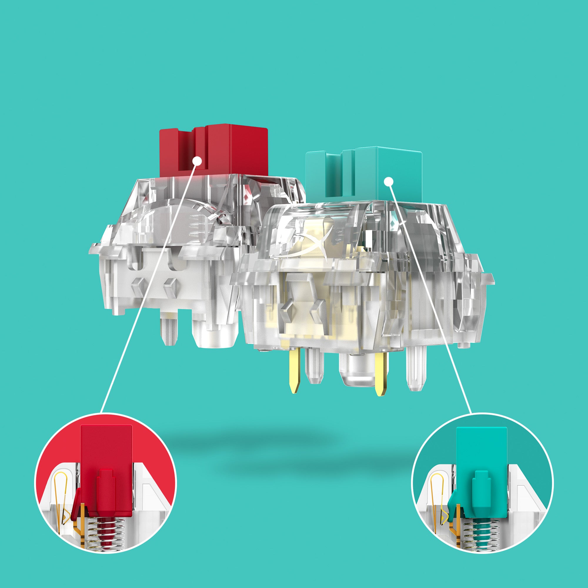 POM half-wall stems for keycap stability