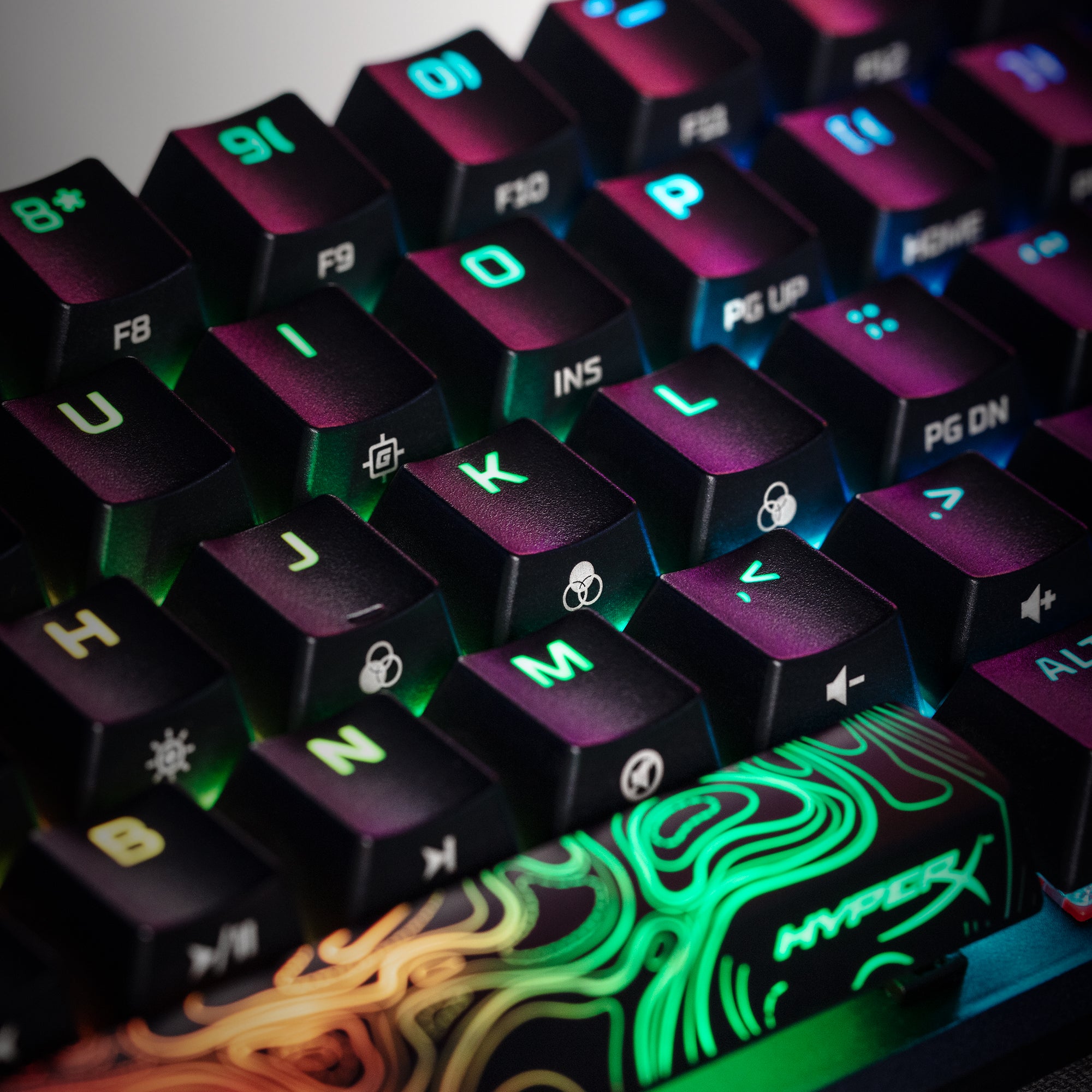 Double shot PBT keycaps with side-printed secondary functions