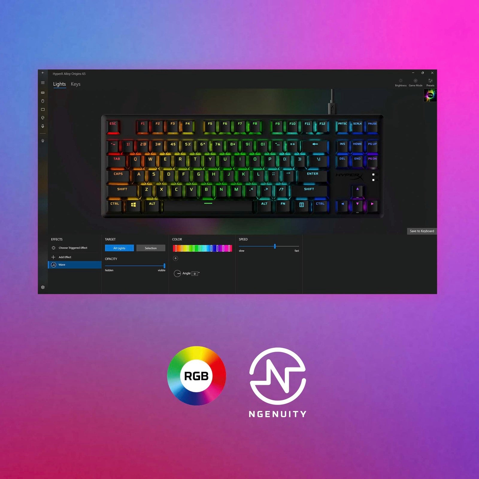 Advanced customization with HyperX NGENUITY software