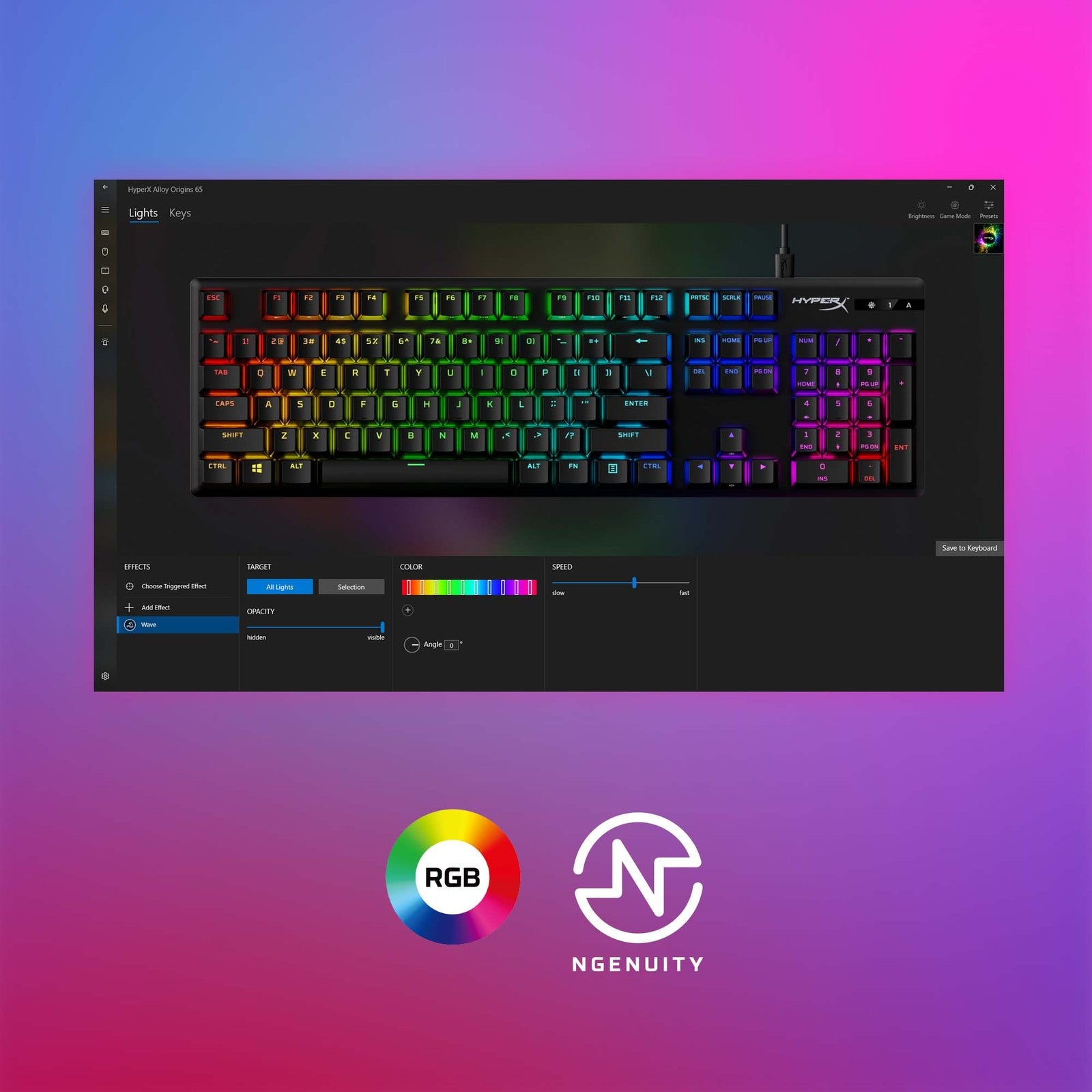 Advanced customization with HyperX NGENUITY software