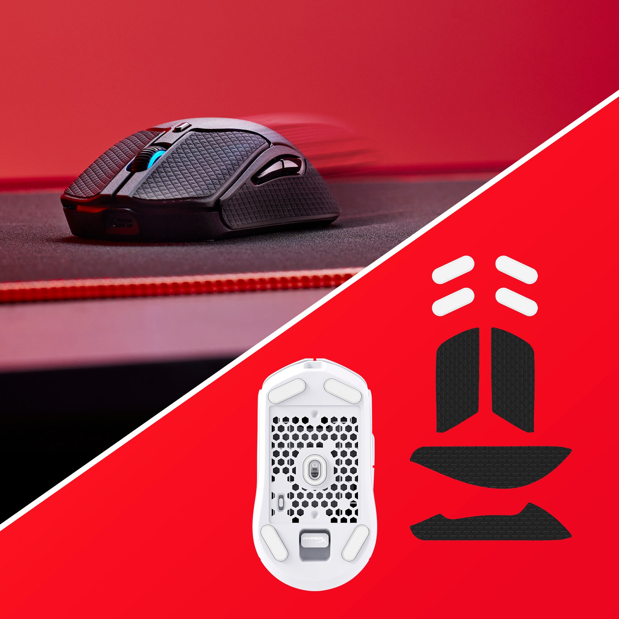 Low-Friction Skates and custom HyperX grips