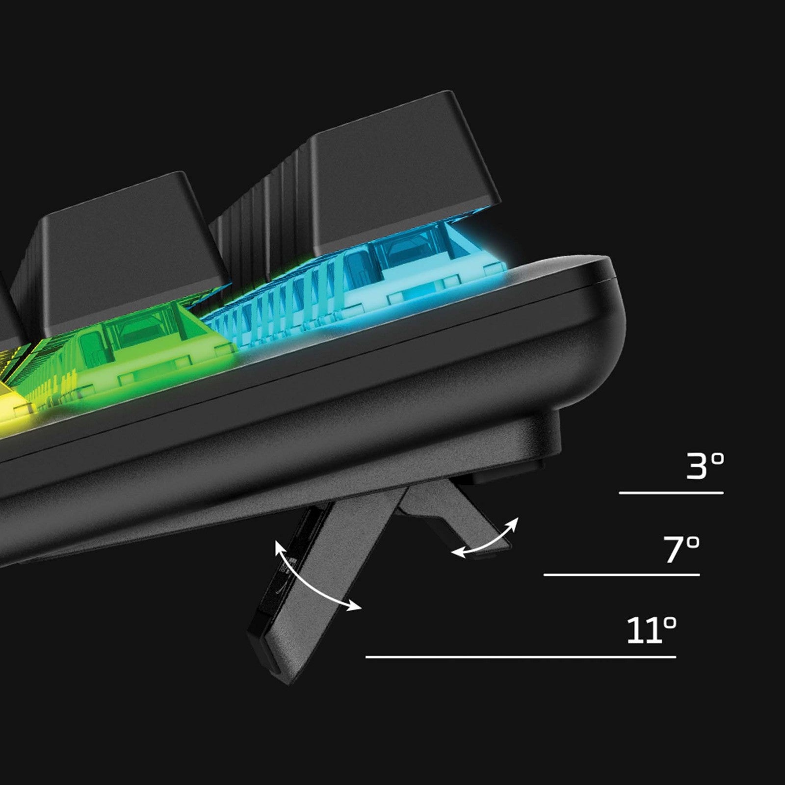 Three adjustable keyboard angles