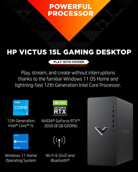 Victus by HP 15L Gaming Desktop TG02-0025m, Windows 11 Home, AMD Ryzen™ 5, 16GB RAM, 512GB SSD, AMD Radeon™ RX 6400